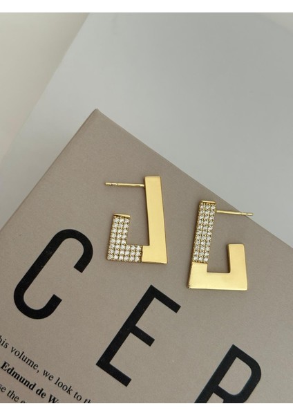 Özel Seri 14K Xp Taşlı Gold Tasarım Küpe indirimleri