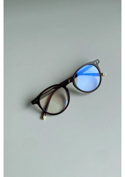 Hugo Ekran Gözlüğü Unisex Kahverengi Çerçeve Şeffaf Mavi Cam Mavi Işık Korumalı Aksesuar Gözlük