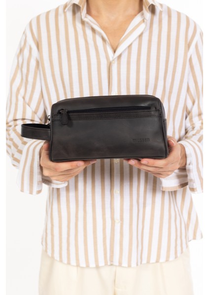 Erkek Hakiki Deri Portföy El Çantası – Fermuarlı, Çok Bölmeli, Premium