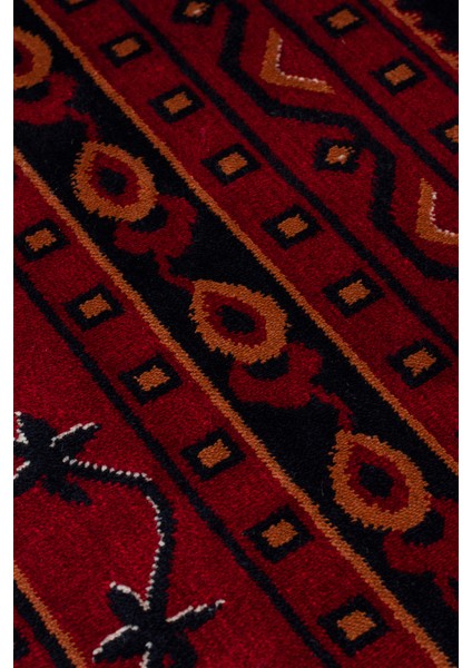 Herat Her 01 Navy - Nostaljik Afgan Desenli İnce Viskon Makine Halısı Kaymaz Tabanlı Sık Dokuma modelleri