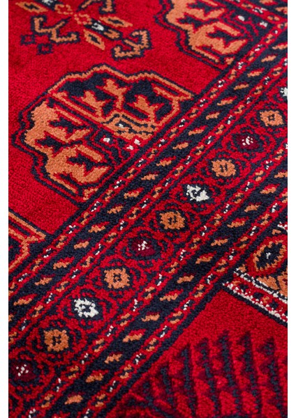 Herat Her 03 Kırmızı - Nostaljik Afgan Desenli İnce Viskon Makine Halısı Kaymaz Tabanlı Sık Dokuma modelleri