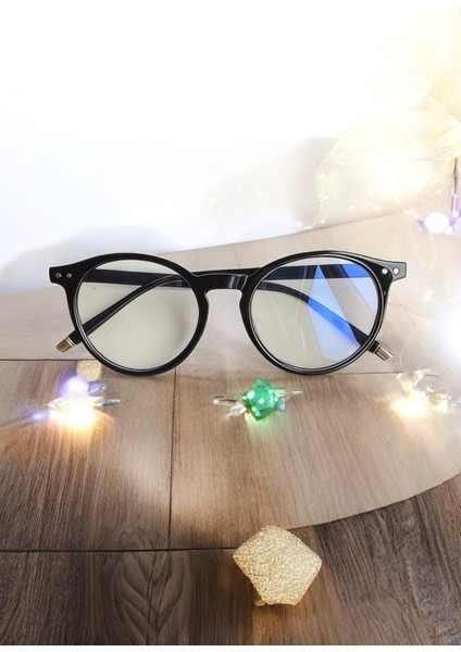 Kadın Erkek Unisex Mavi Işık Korumalı Uv 400 Leopar Desenli Siyah Kemik Gözlük