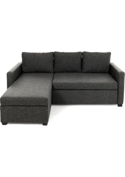 Kado Yataklı Köşe Koltuk Takımı - Keten Koyu Gri