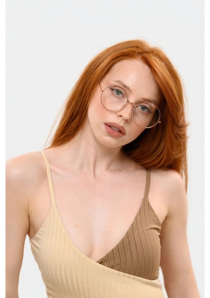 BP9040 Unisex Gold Çerçeveli Mavi Işık Korumalı Retro Metal Çerçeve Şeffaf Gözlük fırsatları