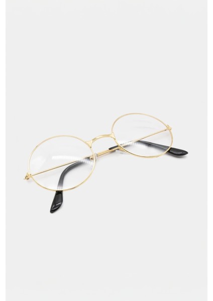 BP9040 Unisex Gold Çerçeveli Mavi Işık Korumalı Retro Metal Çerçeve Şeffaf Gözlük