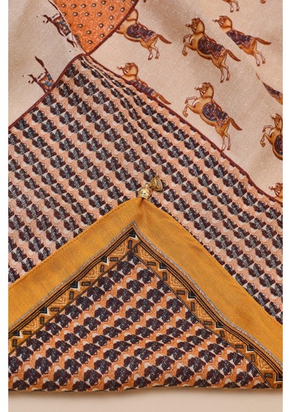 Mıknatıslı Çift Taraflı At Figürlü Karışık Desenli Kare Fular fırsatları