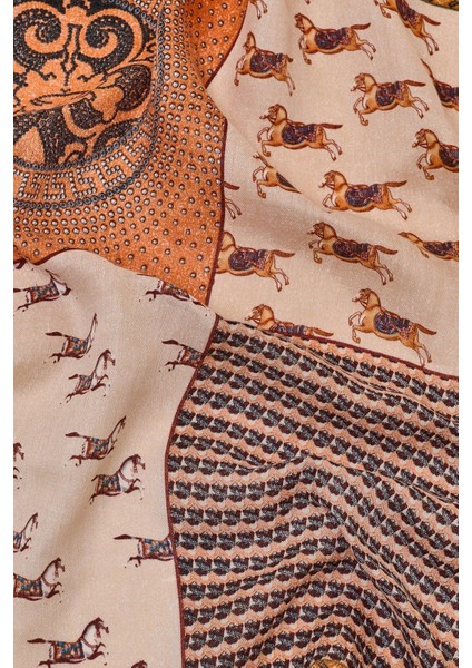 Mıknatıslı Çift Taraflı At Figürlü Karışık Desenli Kare Fular indirimleri