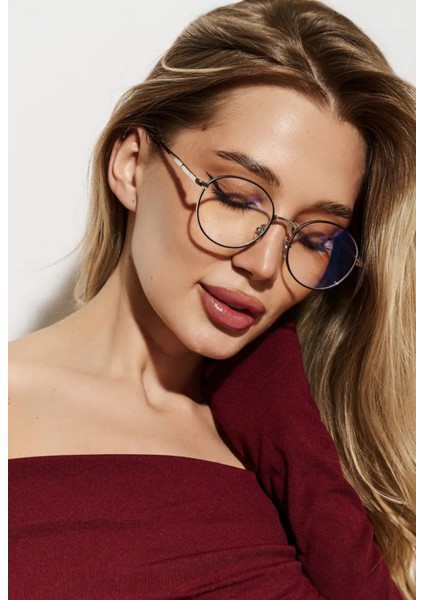 UV400 Filtre Korumalı Round Model Gümüş Çerçeve Blue Block Şeffaf fiyatları