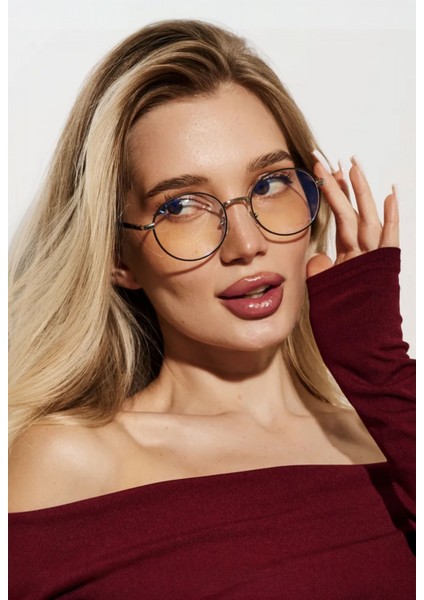 UV400 Filtre Korumalı Round Model Gümüş Çerçeve Blue Block Şeffaf indirimleri