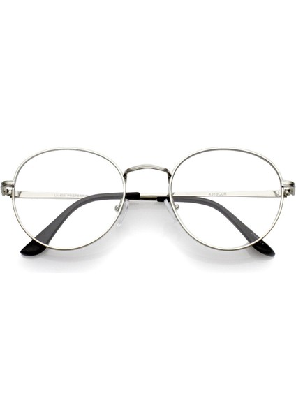 UV400 Filtre Korumalı Round Model Gümüş Çerçeve Blue Block Şeffaf