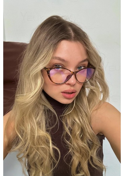 Mavi Işık Korumalı Cat Eye Gözlük Optik Uyumludur Blue Block Şeffaf Leopar modelleri