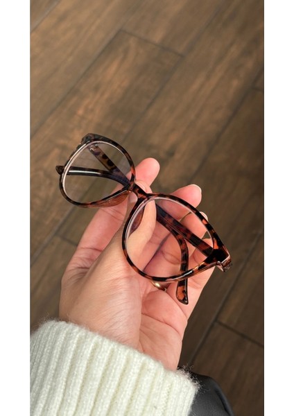 Mavi Işık Korumalı Cat Eye Gözlük Optik Uyumludur Blue Block Şeffaf Leopar