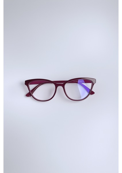 Mavi Işık Korumalı Cat Eye Gözlük Optik Uyumludur Blue Block Şeffaf Bordo Çerçeve fiyatları