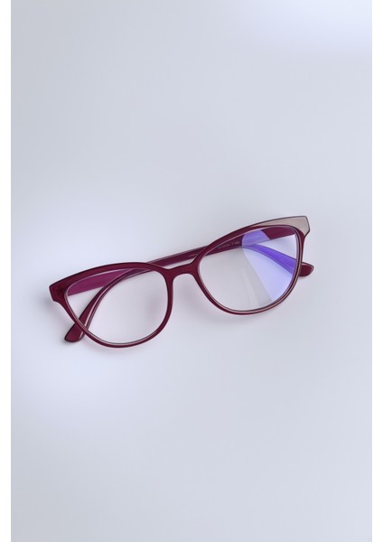 Mavi Işık Korumalı Cat Eye Gözlük Optik Uyumludur Blue Block Şeffaf Bordo Çerçeve fırsatları