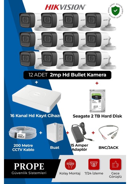 Hıkvısıon 12 Kameralı Bullet Full Sistem Paketi