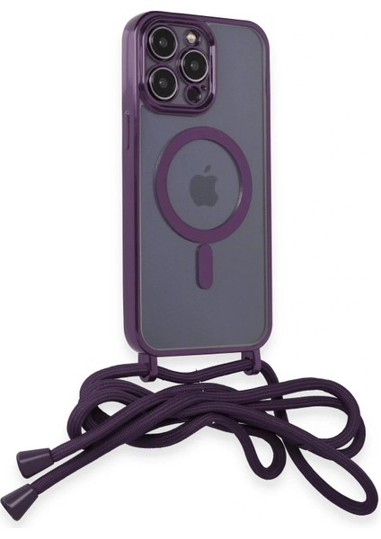 iPhone 12 Pro Max Kılıf Divo Lazer Askılı Magsafe Kapak - Derin Mor fiyatları