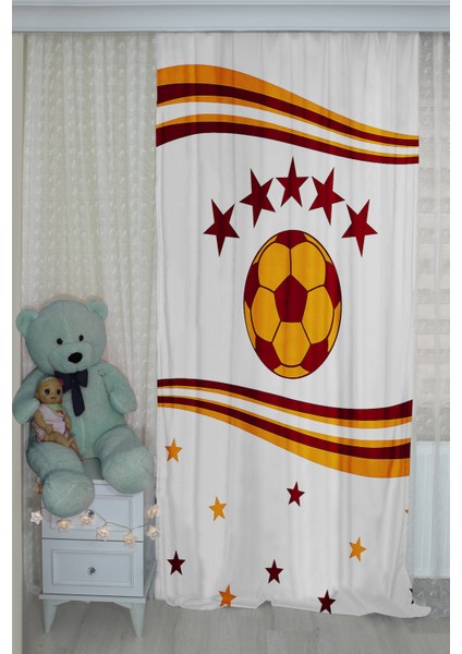 Sarı Kırmızı Çocuk Odası Çift Kanatlı Kadife Fon Perde fiyatları