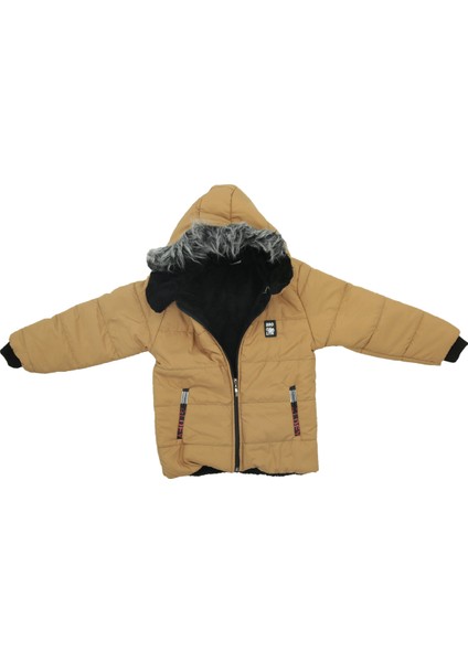 Kız Çocuk Içi Peluşlu-Kürk Kapüşonlu-Fermuarlı Mont 12428