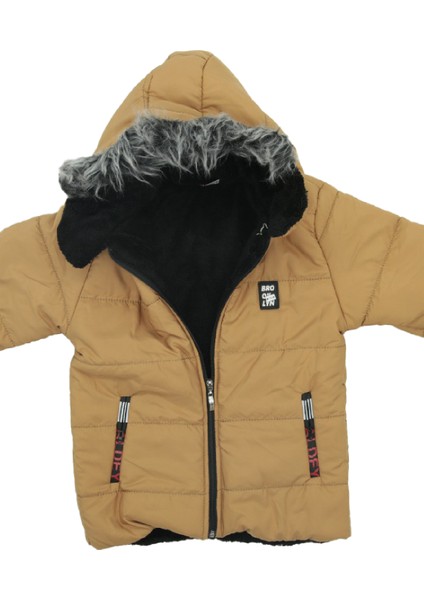 Kız Çocuk Içi Peluşlu-Kürk Kapüşonlu-Fermuarlı Mont 12428 fiyatları