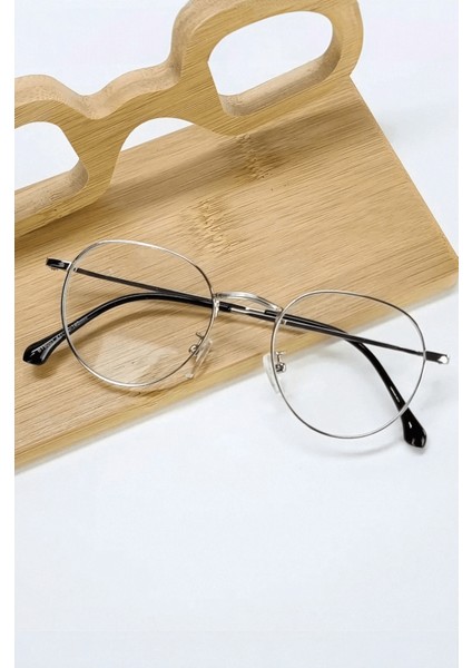 Round Model Metal Çerçeve Optik Uyumlu Blue Block Gözlük Unisex