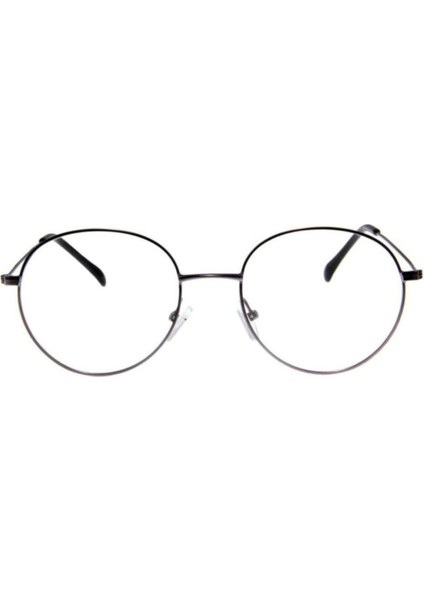 Unisex Gri Çerçeveli Oval Metal Numarasız Mavi Işık Gözlük