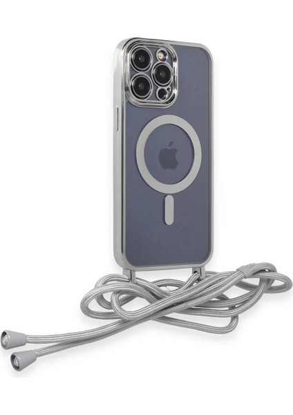iPhone 14 Pro Kılıf Divo Lazer Askılı Magsafe Kapak - Gümüş fiyatları