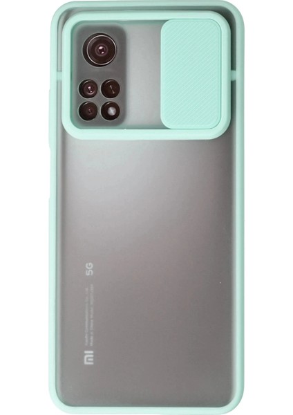 Xiaomi Mi 10T Kılıf Palm Buzlu Kamera Sürgülü Silikon - Turkuaz
