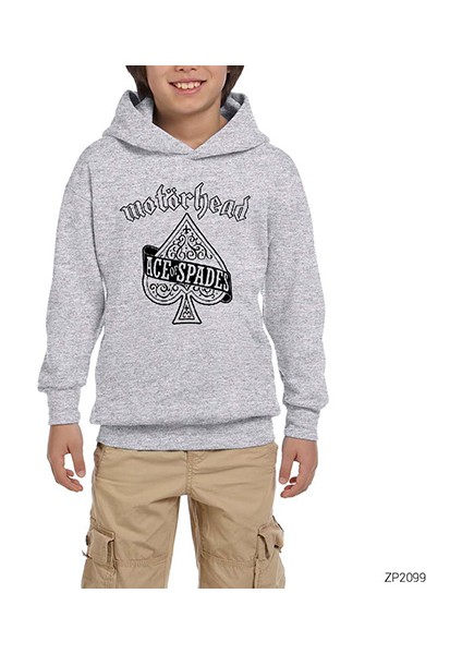 Motörhead Ace Of Spades Gri Çocuk Kapşonlu Sweatshirt