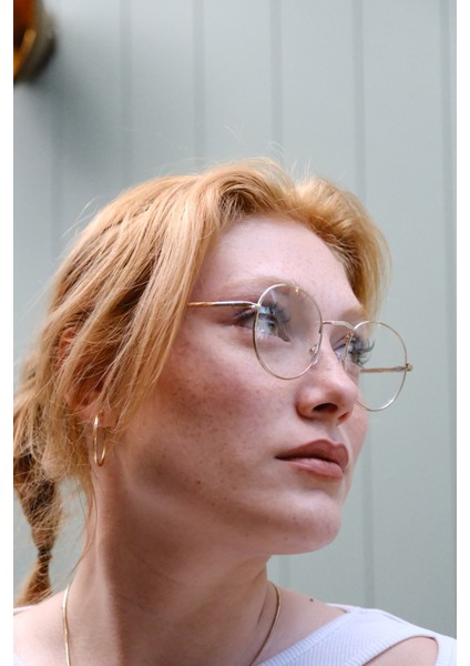 Round Blue Block Şeffaf Gözlük