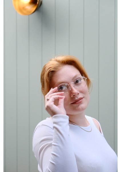 Round Blue Block Şeffaf Gözlük modelleri