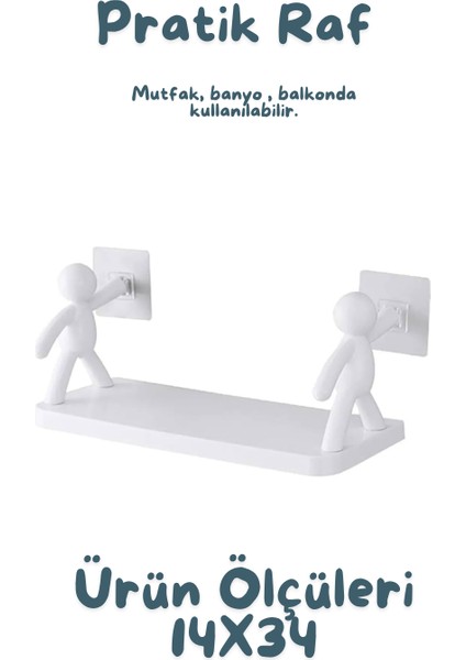 Sevimli Insan Figürlü Yapışkanlı Duvar Rafı – Banyo ve Mutfak Düzenleyici Raf fırsatları