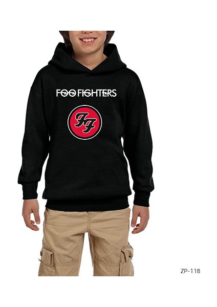 Foo Fighters Ff Logo Siyah Çocuk Kapşonlu Sweatshirt