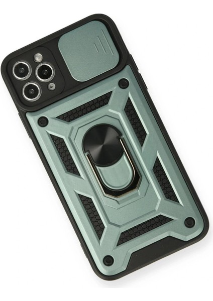 iPhone 11 Pro Max Kılıf Pars Lens Yüzüklü Silikon - Yeşil modelleri