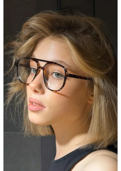 Optik Uyumlu Mavi Işık Korumalı Leopar Çerçeve Camları Değiştirilebilir Gözlük Blue Block