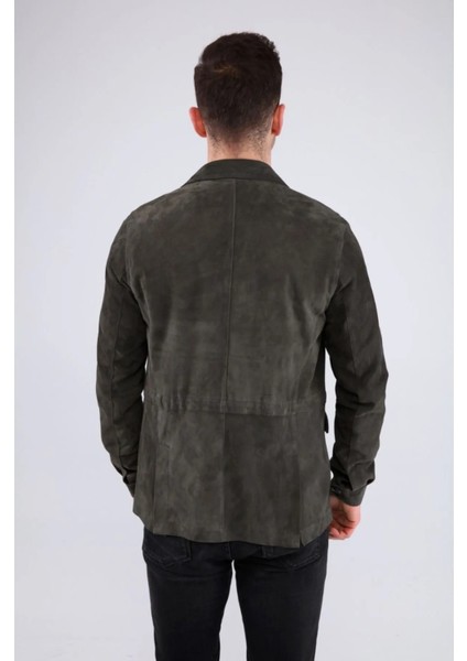 Erkek Safari Düğmeli Hakiki Deri Antrasit Süet Ceket indirimleri