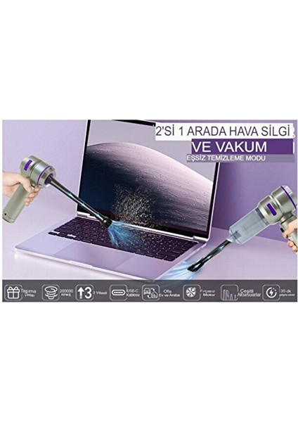 Üflemeli Güçlü Vakumlu Ev Ofis Araç Süpürges 20000PA Güçlü El Süpürgesi Şarjlı Çok Fonksiyon indirimleri