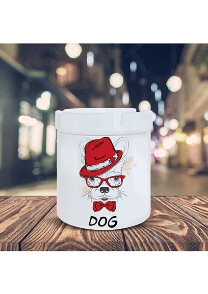 Kırmızı Şapkalı Köpek Baskılı Küllük Seramik Kül Tablası