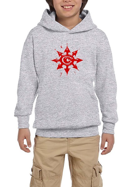 Chimaira Logo Red Gri Çocuk Kapşonlu Sweatshirt