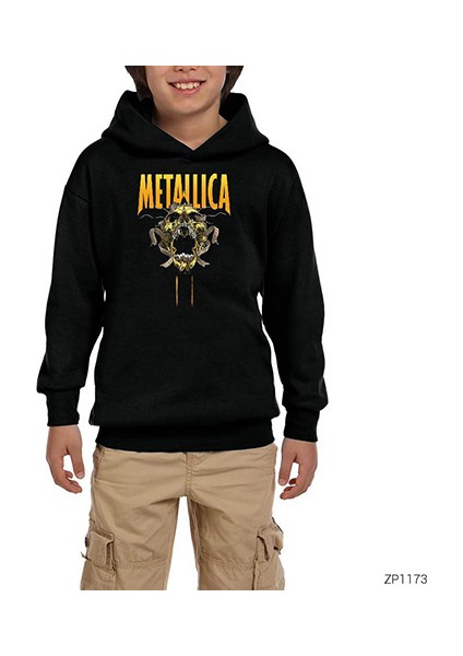 Metallica Skull Siyah Çocuk Kapşonlu Sweatshirt