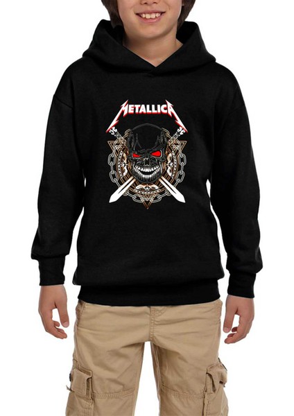 Metallica Warrior Siyah Çocuk Kapşonlu Sweatshirt