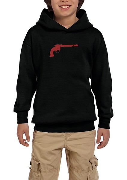 Red Dead Redemption 2 Guns Siyah Çocuk Kapşonlu Sweatshirt