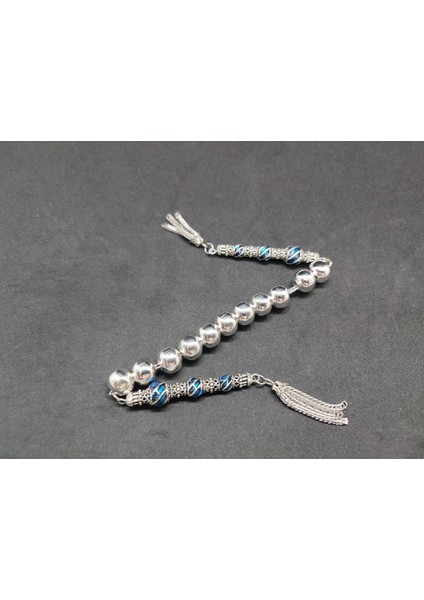 Düşük Ayar Gümüş Tesbih Çift Parça Nakkaş Imame Zaza Model Sertifikalı 8698