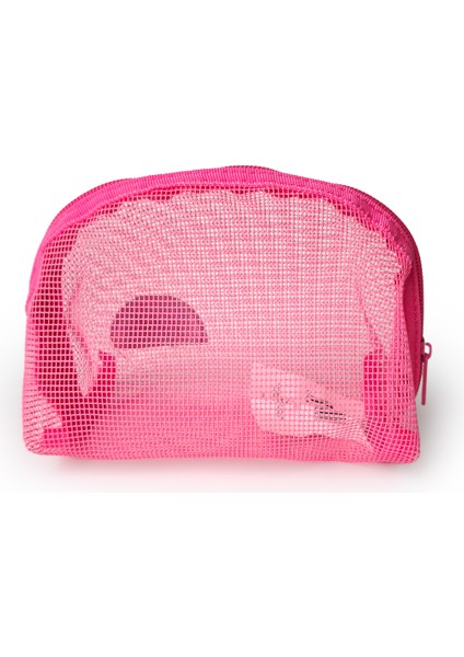 Örgü Makyaj Çantası Pembe