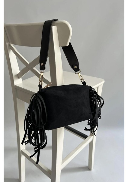 Moon Amber Omuz Çantası Süet Siyah modelleri
