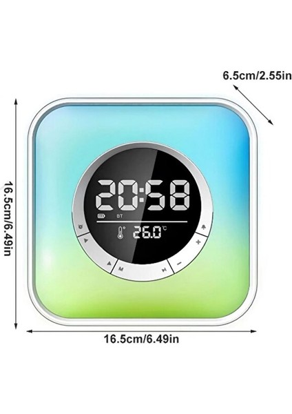 Rgb Işıklı Kare Dijital Saat | Bluetooth Hoparlör + Alarm + Termometre + Gece Lambası | USB Şarjlı fiyatları