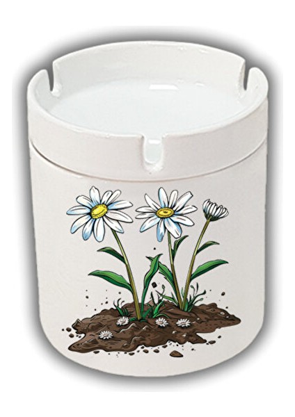 Toprakta Papatya Baskılı Küllük