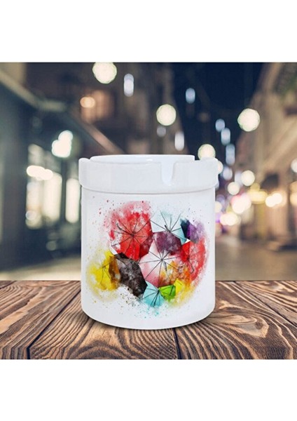 Rengarenk Şemsiyeler Baskılı Küllük