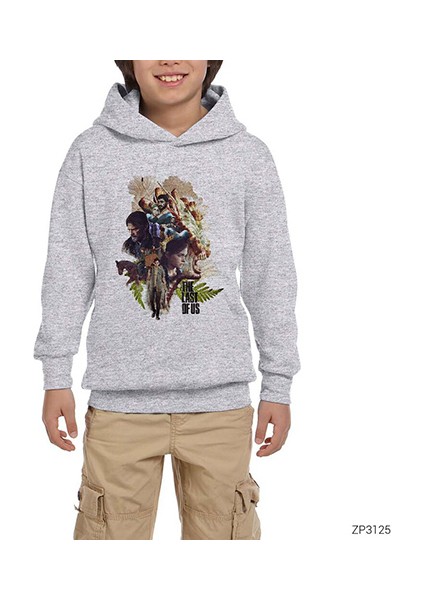 The Last Of Us Art Gri Çocuk Kapşonlu Sweatshirt