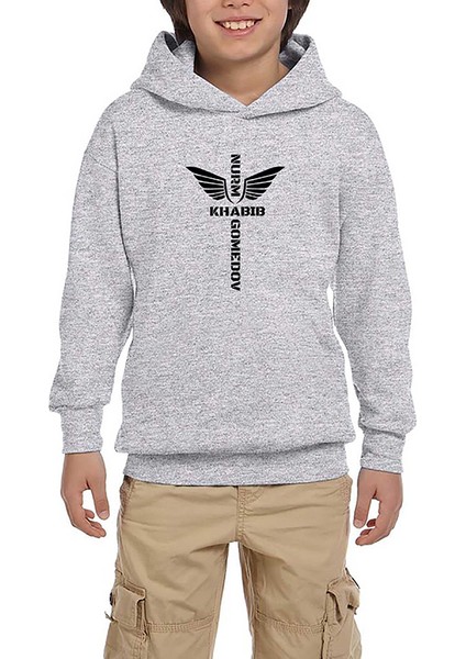 Nurm Khabib Gri Çocuk Kapşonlu Sweatshirt
