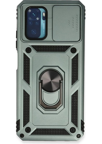 Xiaomi Redmi Note 10 Kılıf Pars Lens Yüzüklü Silikon - Yeşil